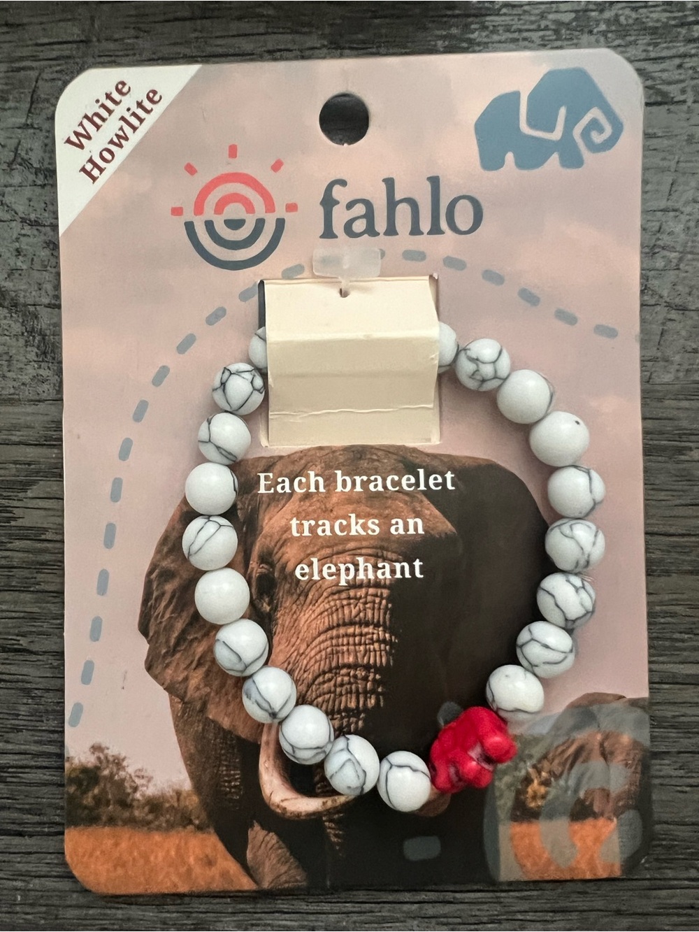 Fahlo White Howlite Elephant Bracelet with Red Accent